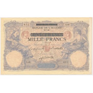 Tunisko, 1 000 franků 1942-43 - přetisk -.