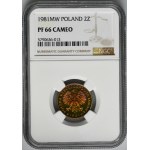 2 złote 1981 - NGC PF66 CAMEO - LUSTRZANKA