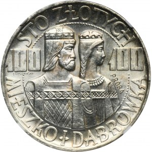 PRÓBA, 100 złotych 1966 Mieszko i Dąbrówka - NGC MS64