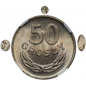 DESTRUKT, 50 pennies 1949 Miedzionikiel - NGC MS65 - clash of stamps