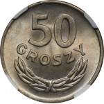 DESTRUKT, 50 pennies 1949 Miedzionikiel - NGC MS65 - clash of stamps