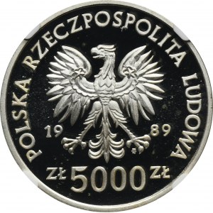 5.000 złotych 1989 Władysław II Jagiełło, Półpostać - NGC PF68 ULTRA CAMEO - RZADKIE