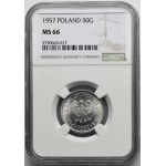 50 haléřů 1957 - NGC MS66