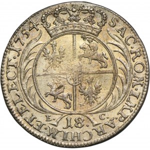 Augustus III Sasko, Ort Leipzig 1754 EC - RARE