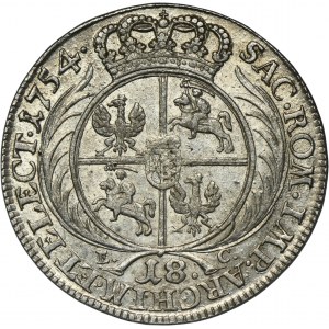 Augustus III of Poland, 18 Groschen Leipzig 1754 EC