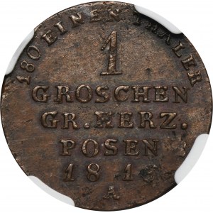 Grand Duchy of Posen, Friedrich Wilhelm III, 1 Groschen Berlin 1816 A - NGC AU58 BN