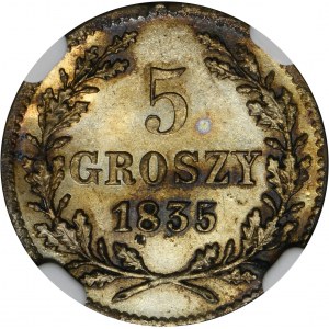 Slobodné mesto Krakov, 5 groszy 1835 - NGC MS62