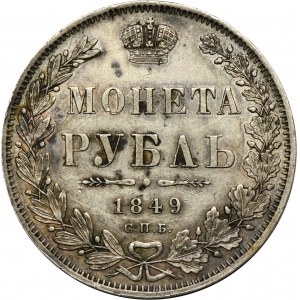 Rosja, Mikołaj I, Rubel Petersburg 1849 СПБ ПA