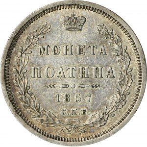 Russland, Alexander II, Poltina St. Petersburg 1857 СПБ ФБ