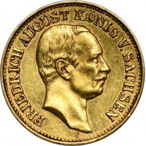 Deutschland, Sachsen, Friedrich August III, 10 Mark Muldenhütten 1909 E