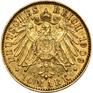 Deutschland, Sachsen, Friedrich August III, 10 Mark Muldenhütten 1909 E