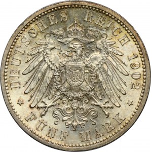 Německo, Bádensko, Friedrich I, 5 marek Karlsruhe 1902
