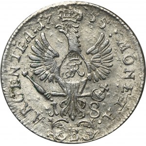 Silesia, Prussia rule, Friedrich II, 18 Groschen Breslau 1755 B