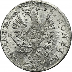 Silesia, Prussia rule, Friedrich II, 18 Groschen Breslau 1758 B