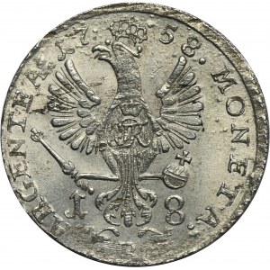 Silesia, Prussia rule, Friedrich II, 18 Groschen Breslau 1758 B