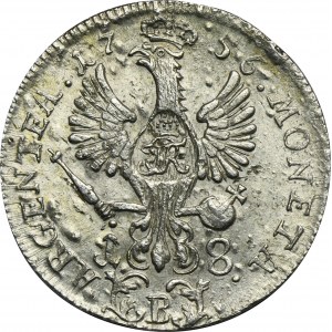 Silesia, Prussia rule, Friedrich II, 18 Groschen Breslau 1756 B
