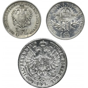 Zestaw, Austria, Franciszek Józef I, Floreny i Korona (3 szt.)