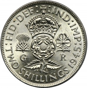 Großbritannien, George VI, 2 Shillings (Florin) London 1945