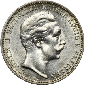 Německo, Pruské království, Vilém II, 3 marky Berlín 1912 A