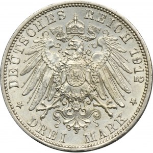 Germany, Kingdom of Prussia, Wilhelm II, 3 Mark Berlin 1912 A