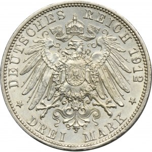 Deutschland, Königreich Preußen, Wilhelm II, 3 Mark Berlin 1912 A