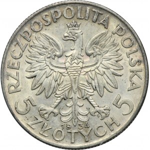 Hlava ženy, 5 zlotých Varšava 1934