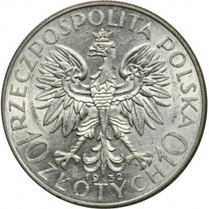 Hlava ženy, 10 zlotých Varšava 1932