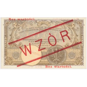 1.000 złotych 1919 - WZÓR - wysoki nadruk - PIĘKNY