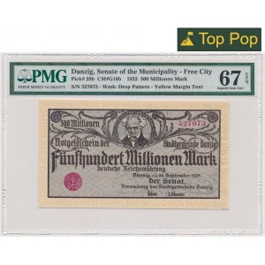 Danzig, 500 Millionen Mark 1923 - Cremedruck - PMG 67 EPQ