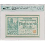 Danzig, 50.000 marek 1923 - počet 5 figur s ❊ - PMG 66 EPQ