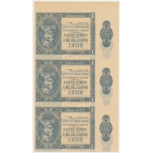 1 złoty 1938 - nierozcięty fragment arkusza - DESTRUKT -