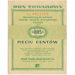 Pewex, 5 centów 1960 - Ca - z klauzulą -