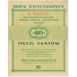 Pewex, 5 centów 1960 - Ba - bez klauzuli -