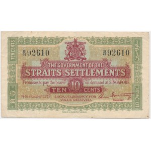 Straits Settlements, 10 centů 1919 - RARE