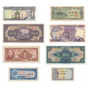 Asia, lot of 8 banknotes