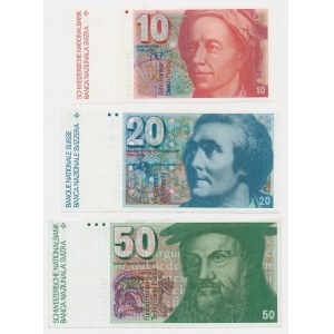 Schweiz, Satz von 10-50 Franken 1978-1992 (3 Stück).