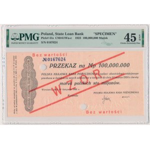 Remittance, 100 million marks 1923 - MODEL - No 0167624 - PMG 45 - BIG PERFORMANCE