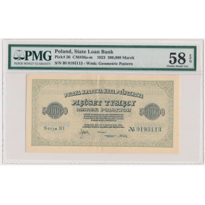 500.000 mark 1923 - SÉRIE BI - 7 číslic - PMG 58 EPQ