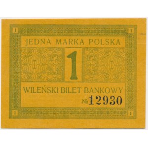 Vilnius, Vilniuser Bankkarte, 1 Mark 1920 - SCHÖN