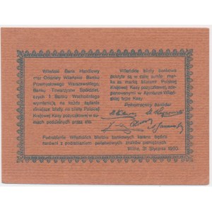 Vilnius, Vilniuser Bankkarte, 10 Mark 1920 - SCHÖN