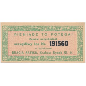 Krakow, Safier Brothers, lottery ticket