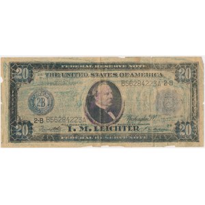 Leták vytištěný jako 20dolarová bankovka 1914