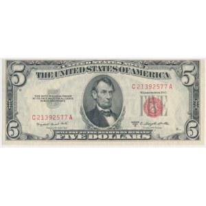 USA, Red Seal, 5 dolarów 1953 - Smith & Dillon -