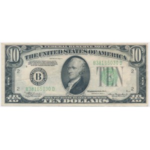 USA, Green Seal, New York, $10 1934 - Julian &amp; Morgenthau -.