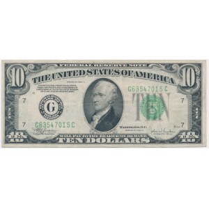 USA, Green Seal, Chicago, $10 1934 - Julian &amp; Snyder -.
