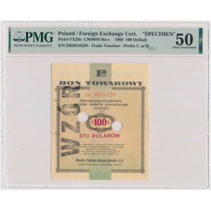 Pewex, 100 dolarów 1960 - WZÓR - numeracja bieżąca - PMG 50 - RZADKOŚĆ