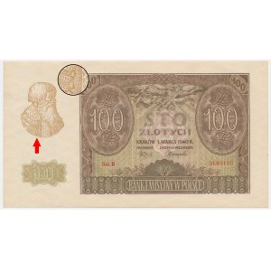 100 złotych 1940 - B - ORYGINALNA SERIA - RZADKIE