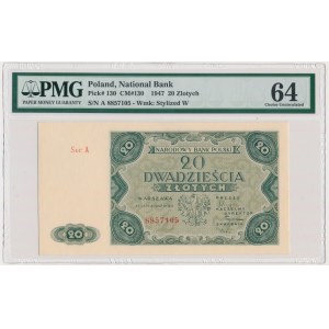 20 złotych 1947 - A - PMG 64