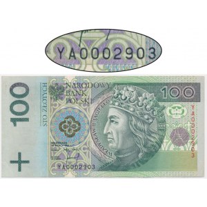 100 zlotých 1994 - YA 0002903 - náhradná séria - RARE