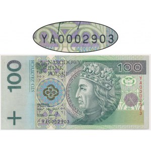 100 złotych 1994 - YA 0002903 - seria zastępcza - RZADKA